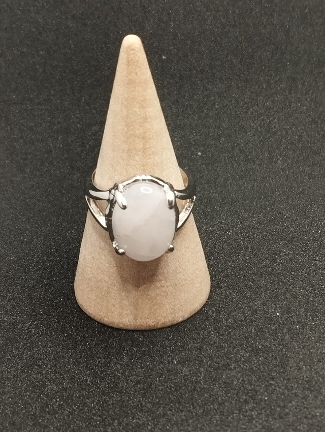 Bague métal argenté et quartz rose