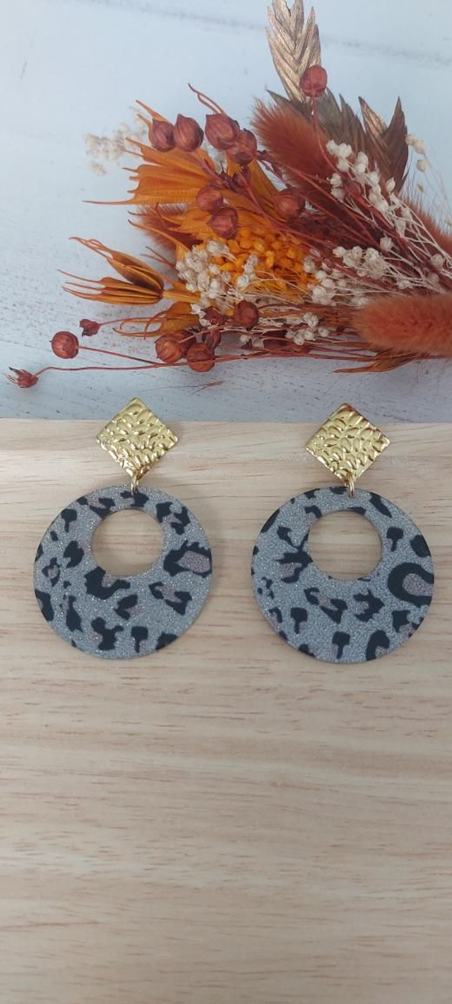 Boucles d&#039;oreilles Astrid Léopard paillettes 2