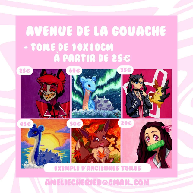 Gouache sur petite toile 10x10cm à la commande