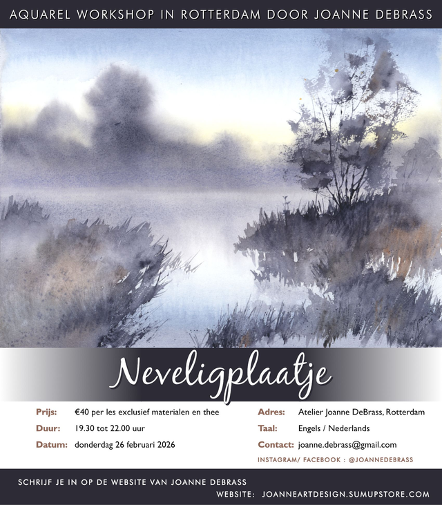 26-02-2026 van 19.30- 22.00u Neveligplaatje- aquarel workshop in Rotterdam