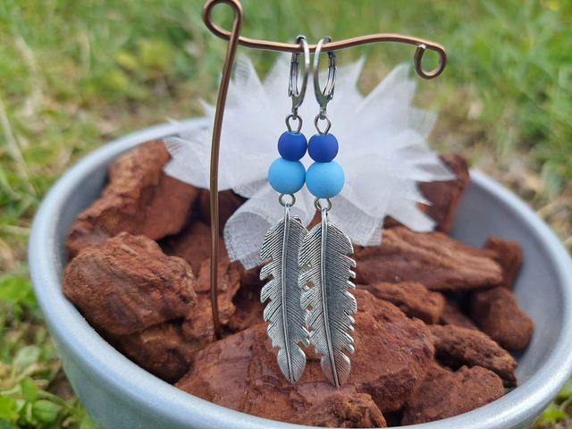 Boucle d'oreille pendante Pierre &amp; Perle