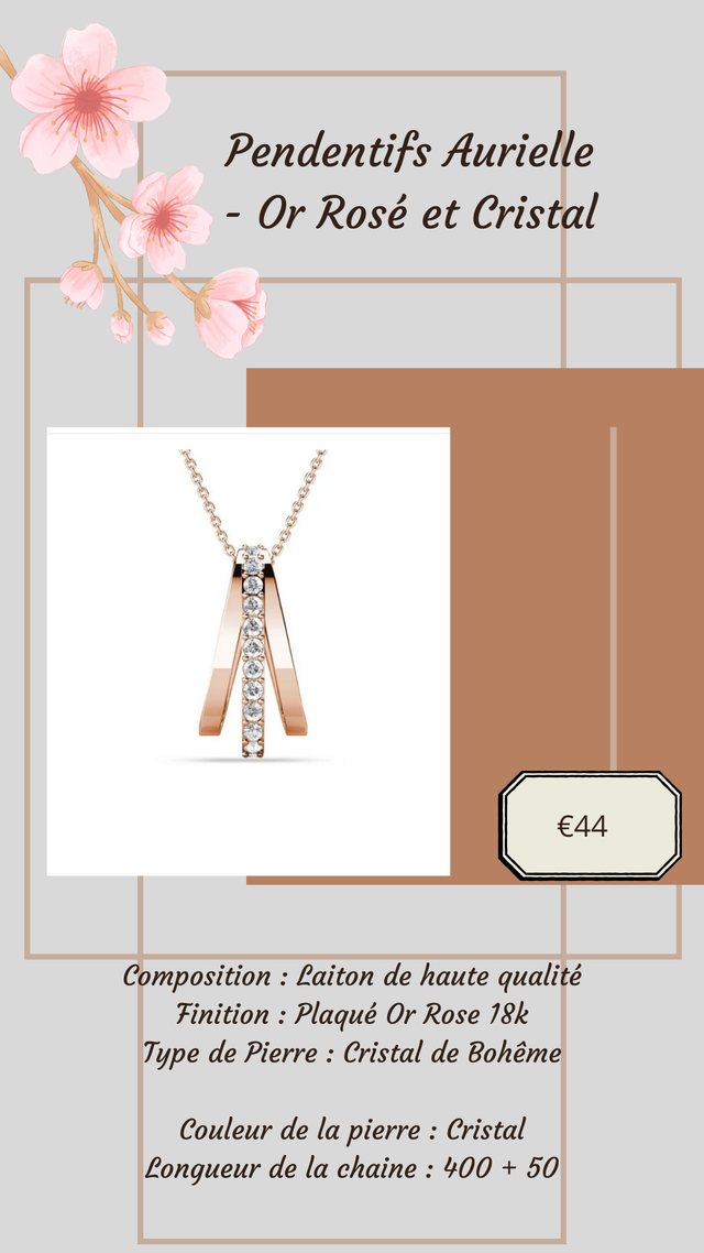 Pendentifs Aurielle - Or Rosé et Cristal