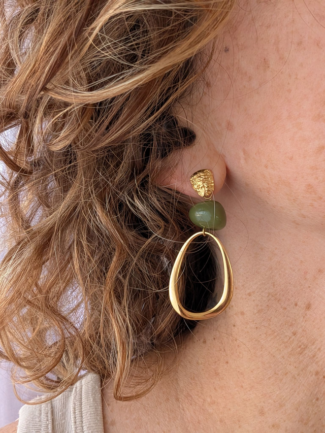 Boucles d&#039;oreilles PAULE vert kaki