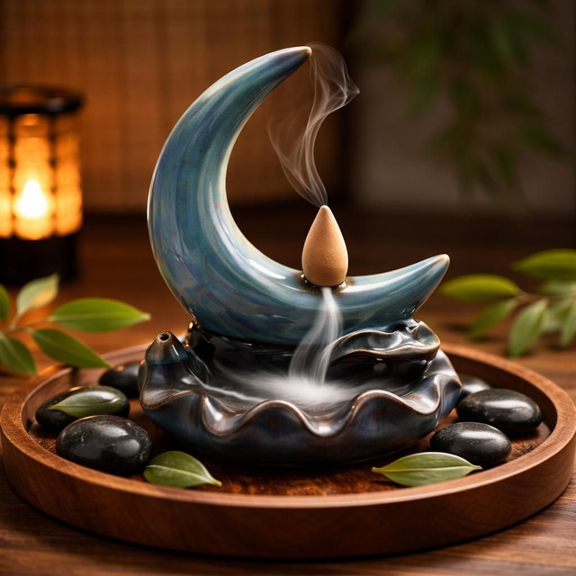 "Lune" - Fontaine à encens - Céramique