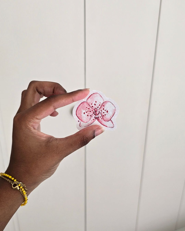 Stickers orchidée rose holographique
