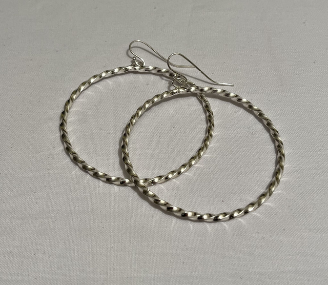 Sterling Silver Twisted Wire Circle Earrings