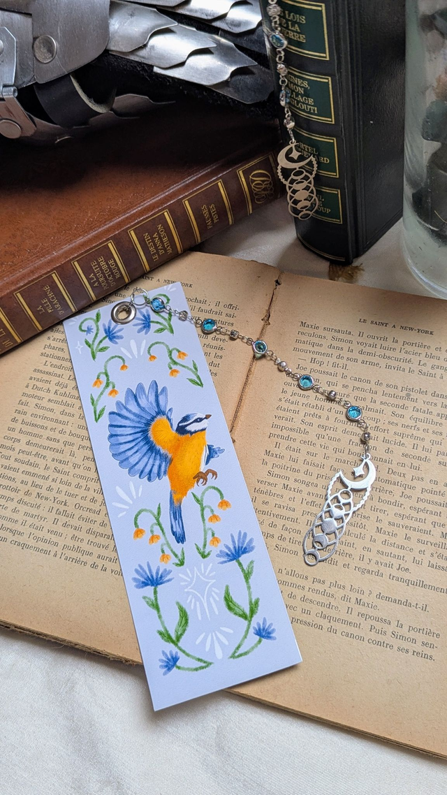 Marque-pages Mésange et Bleuets