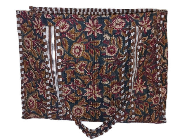 Sac cabas réversible matelassé – Tote bag coton doublé fait main, grand format pour courses, plage ou quotidien - Brun, rouge, beige et noir