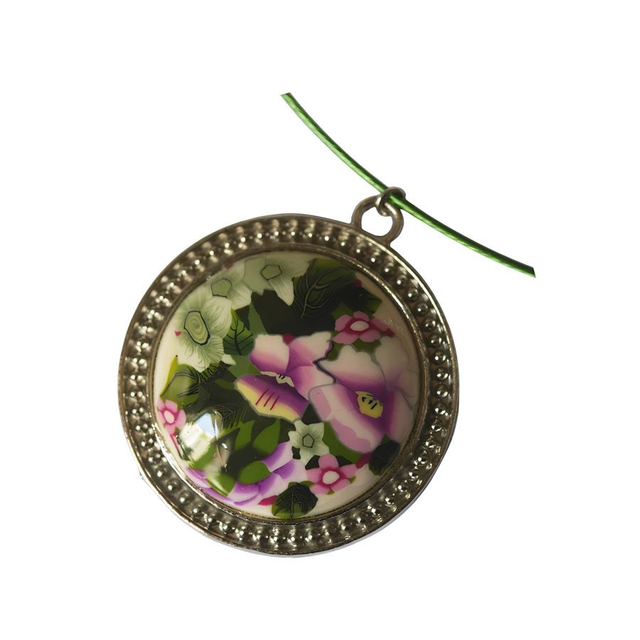 Collier ras de cou bohème rond pensées mauves