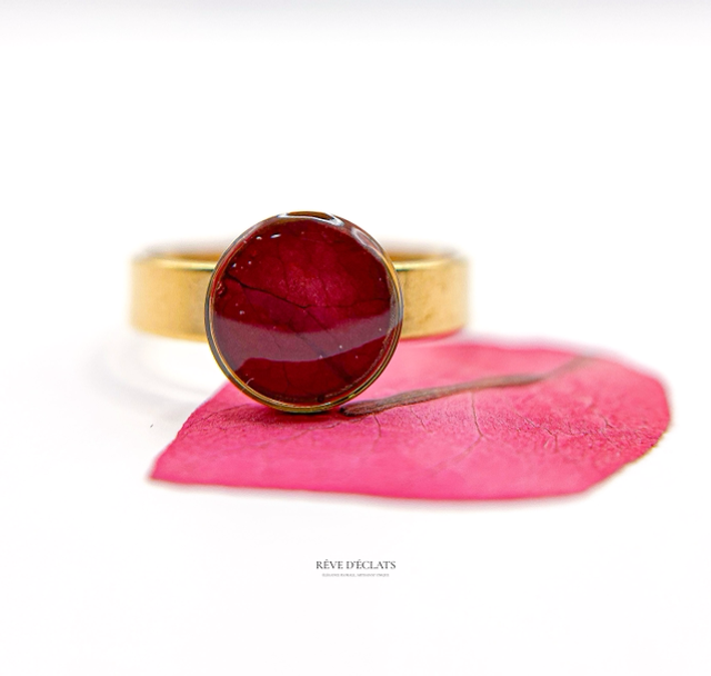 Bague- Fleur de bougainvillier rose