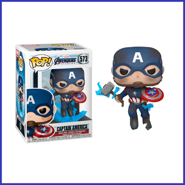 POP figure Marvel Avengers Endgame Captain America with Broken Shield & Mjolnir #573