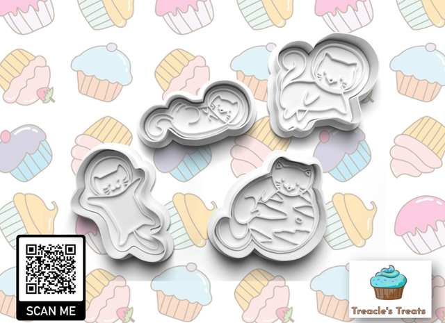 Space cat theme Fondant/cookie stamps with cutters