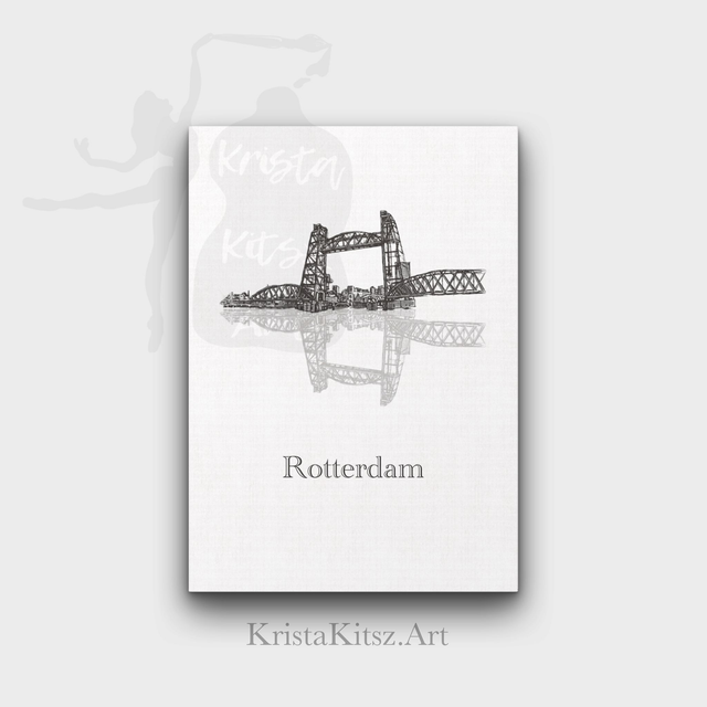 De Hef tekst Rotterdam tekening |  A5 of A4 formaat | pen tekening | Rechtopstaand 