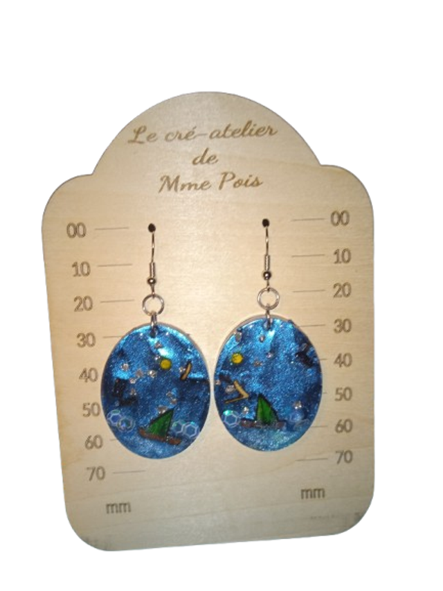 Océa’Lumière – Boucles d’oreilles artisanales en bois et résine