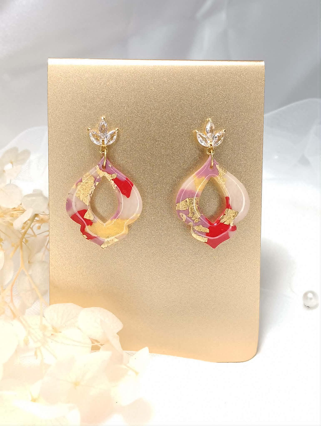 Boucles d'Oreilles "Eclats de Reflets Marbrés"