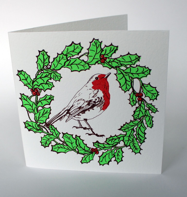 Traditional Holly and Robin cards