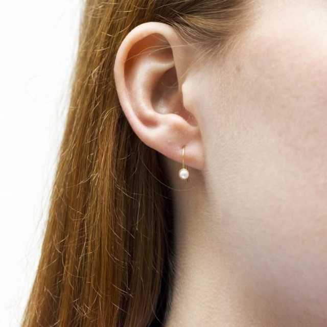 CW Earrings Pearl Hook, Gold 