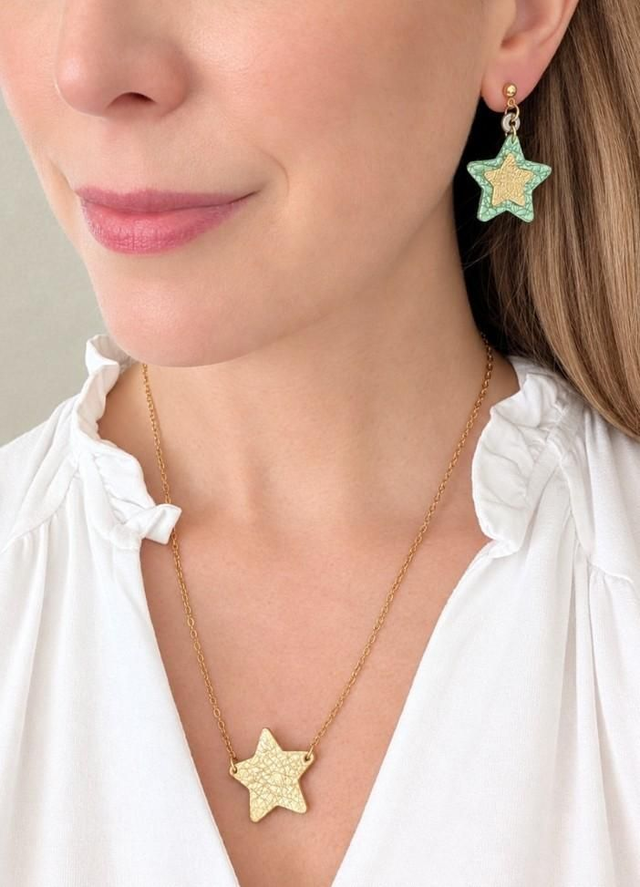 Star Stud Drop Earrings