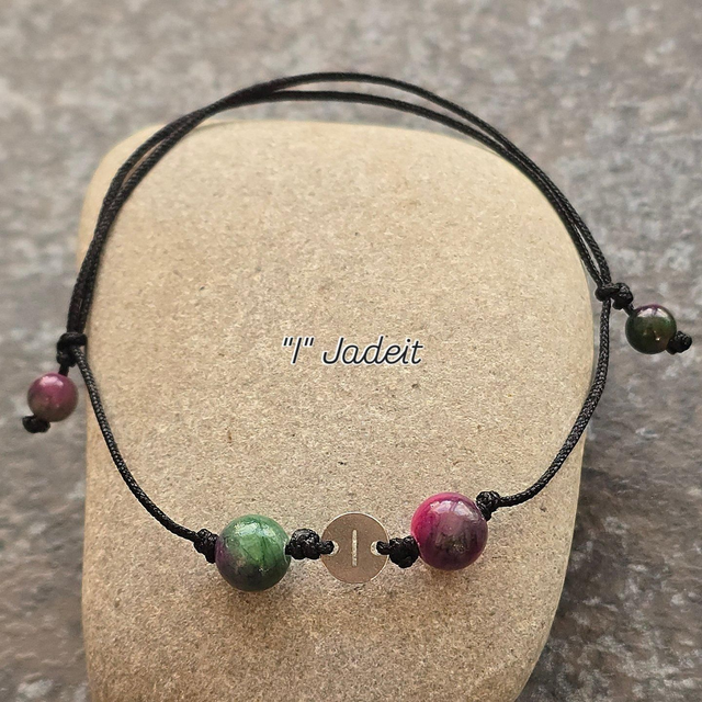 Initialen Armband "I" Jadeit 