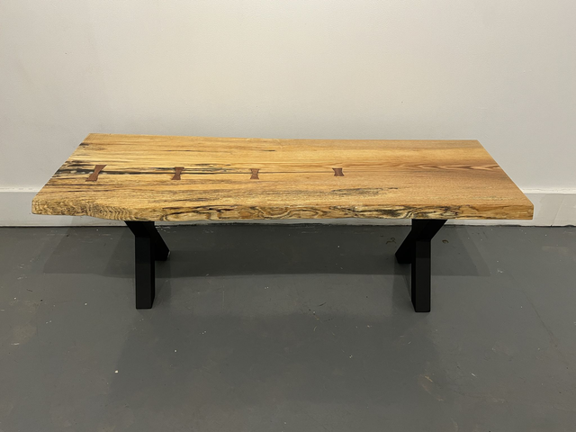 Handmade solid wood Coffee table - Spalted Ash with our signature 'Rockpool' slice