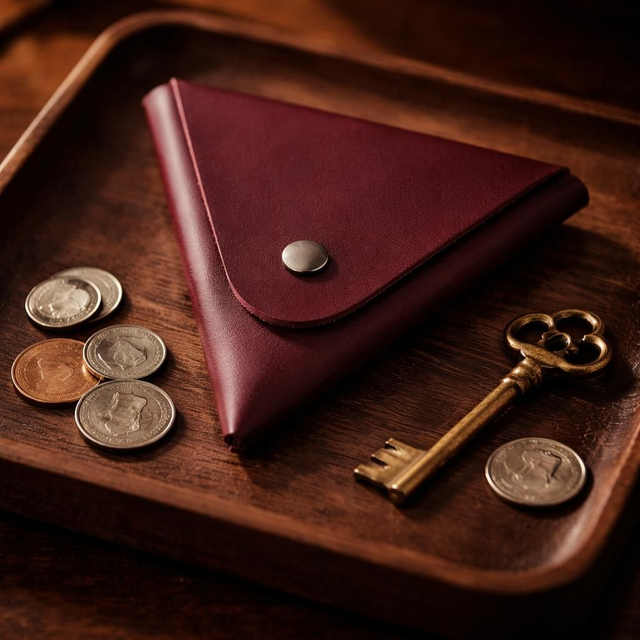 ✨️ PROMO ✨️ Porte-monnaie en cuir triangle - Bordeaux 