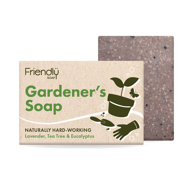 Gardener's Soap gently exfoliates to remove dirt and grime