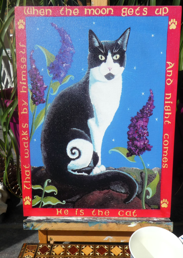 Open Edition Canvas Panel Print from my "Animals in Folklore" collection, "Feline at Dusk"