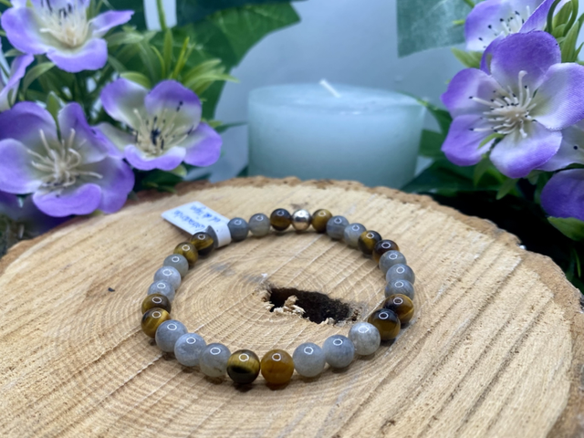 Bracelet double  protection (oeil de tigre / labradorite ) 