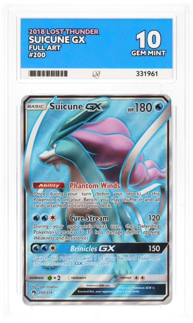 Ace (Gem Mint 10) Suicune GX Full Art - 2018 Lost Thunder
