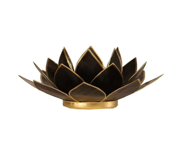 Bougeoir lotus noir bords dorés