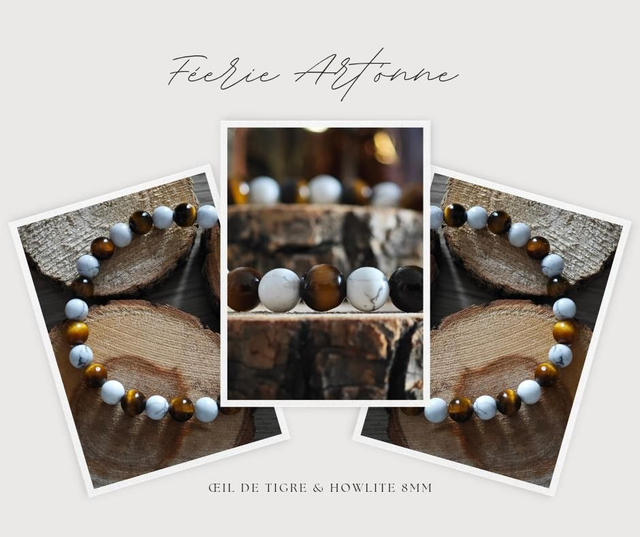 Œil de tigre AA+ et howlite ~ Harmonie Intérieure ~