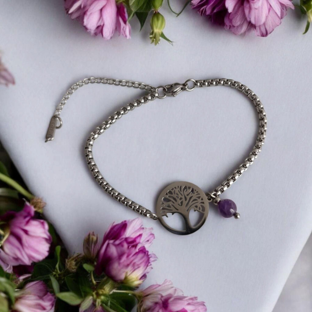 Bracelet Améthyste -- Paix intérieure ,Protection,Sagesse