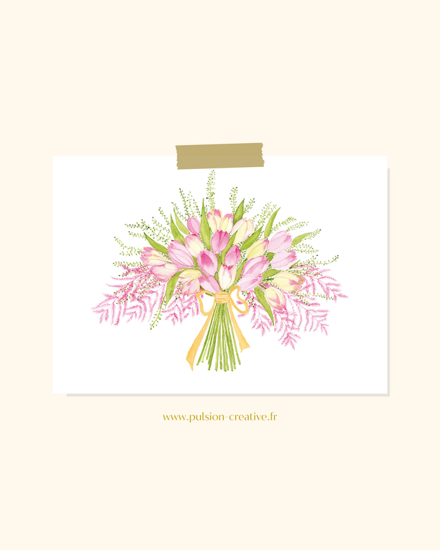 Illustration Bouquet Tendrement tulipes