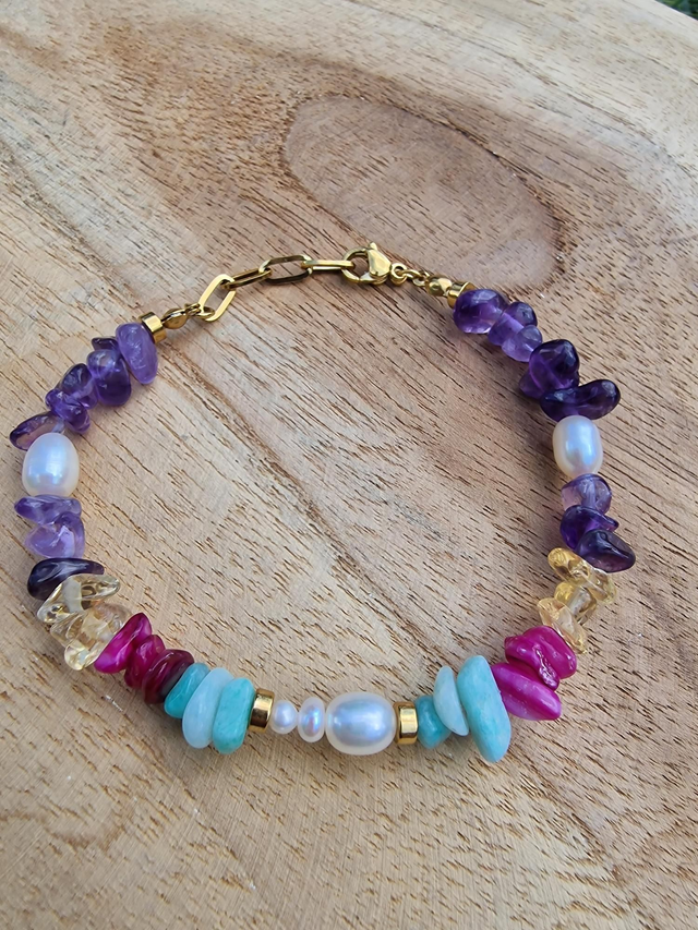 Bracelet Pearl &amp; Reef rainbow doré