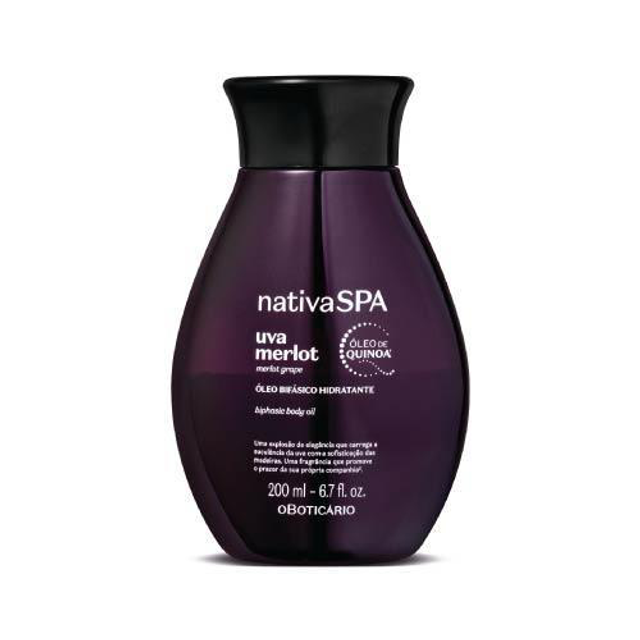 O Boticario Nativa Spa Biphasic Moisturising Body Oil Grape Merlot 200ml uva merlot