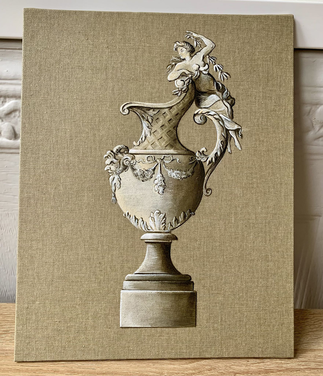 Carton toilé "femme à la coupe"