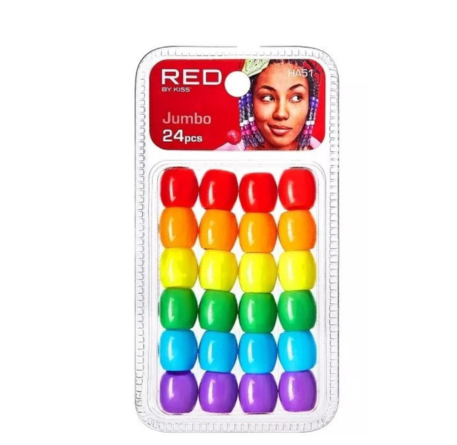 RED BY KISS: JUMBO HAIR BEADS 24PCS - RAINBOW (HA51)