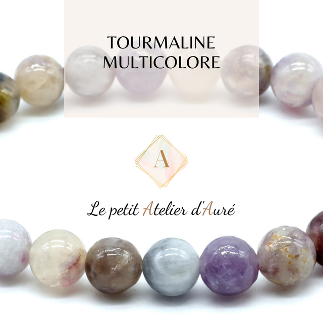 Tourmaline Multicolore : Bracelet en pierres naturelles sur mesure