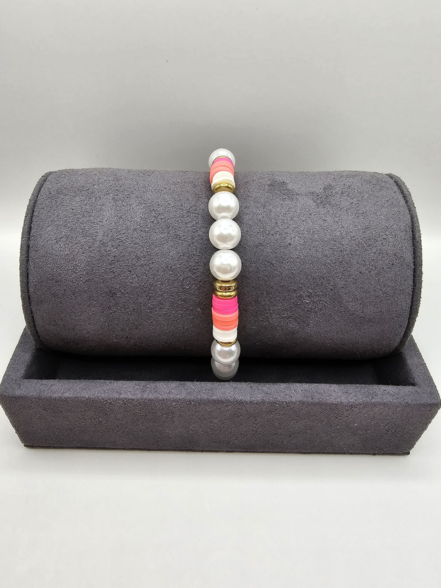 Heishi Clay Bead & Faux Pearl Bracelet.