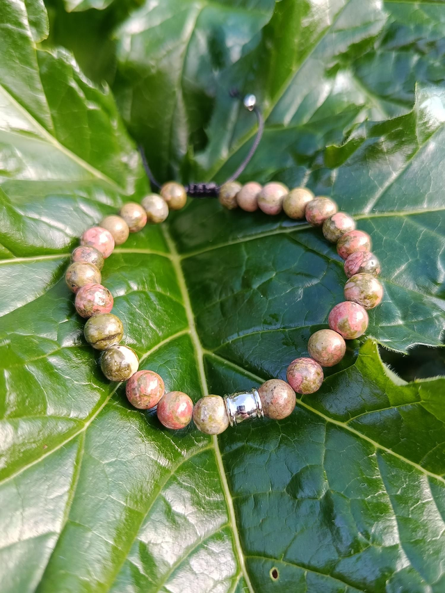 Bracelet KéLYAN en Unakite – Homme, ajustable