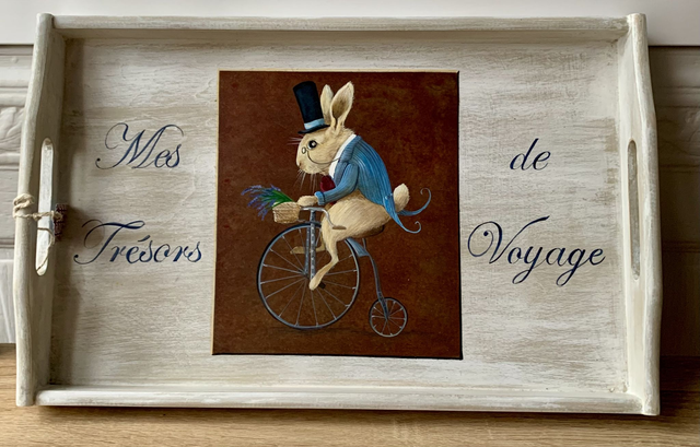 Plateau "lapin mes trésors de voyage"