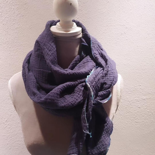 Schal Musselin uni dunkelblau