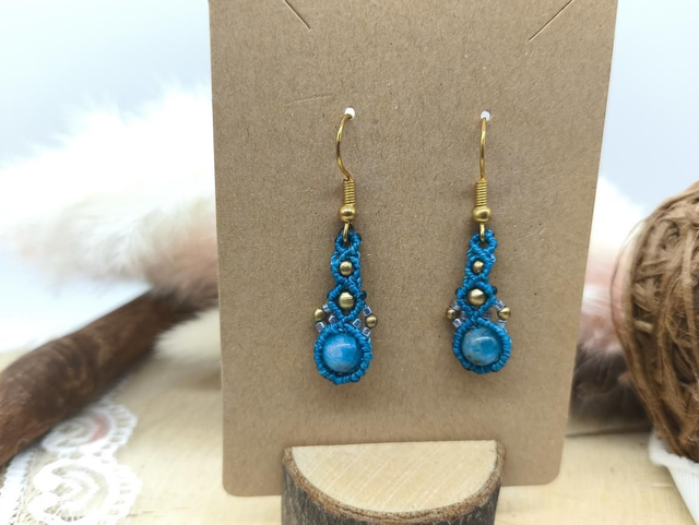 Boucles d'oreilles perles laiton, perles miyuki et perles apatite