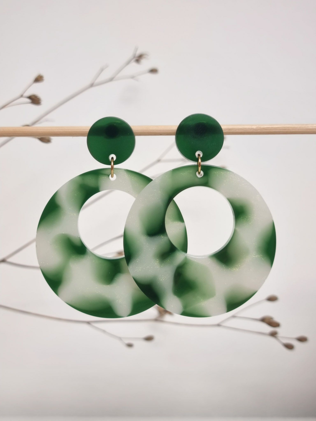 Grand rond : Kaki et blanc nacré