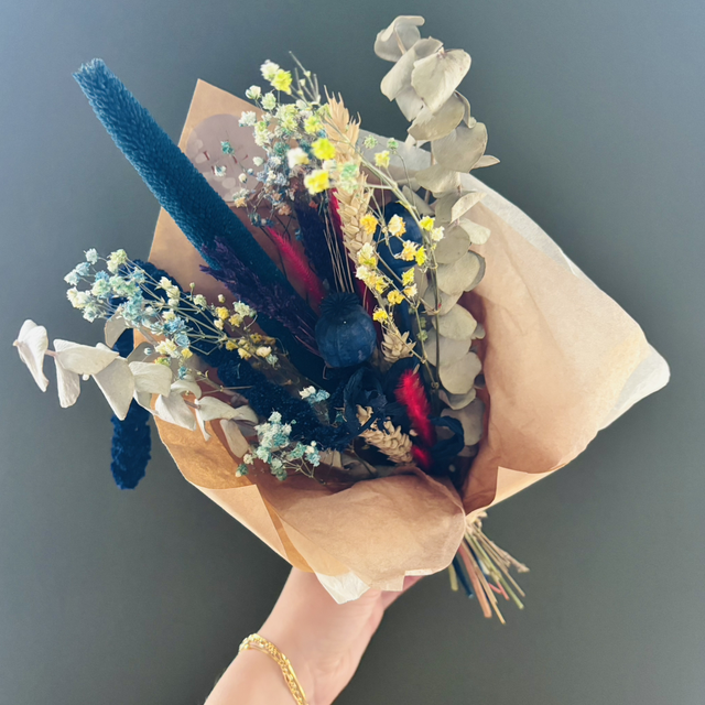 Blue amaranthus style medium bouquet