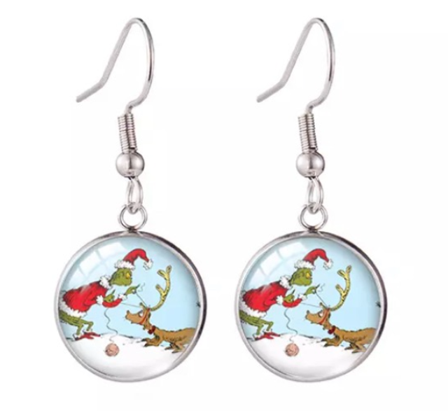 Grinch & 'Reindeer' Max Circular Drop Earrings