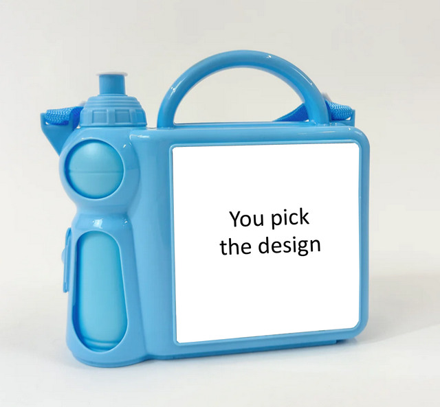 Lunchbox with water bottle and Handle - Blue - Any Design