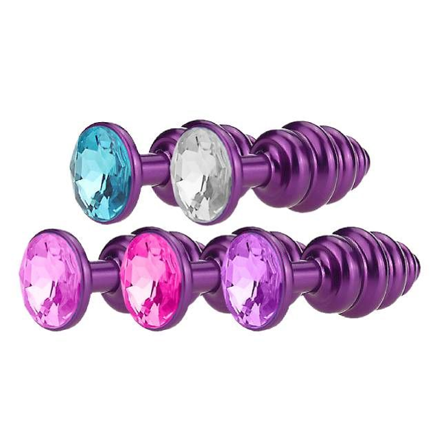 Plug Anal Pequeno de Metal Roxo em Espiral 