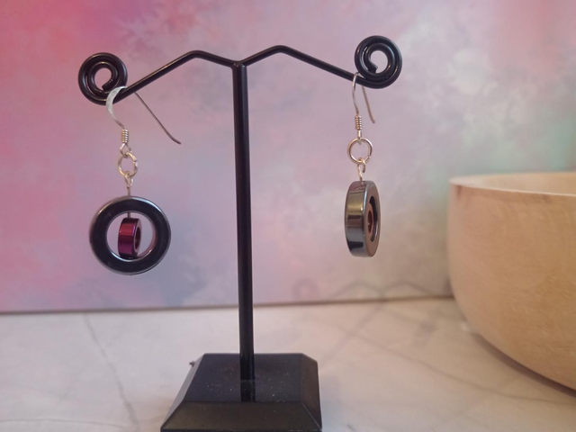 Hematite donut earrings 