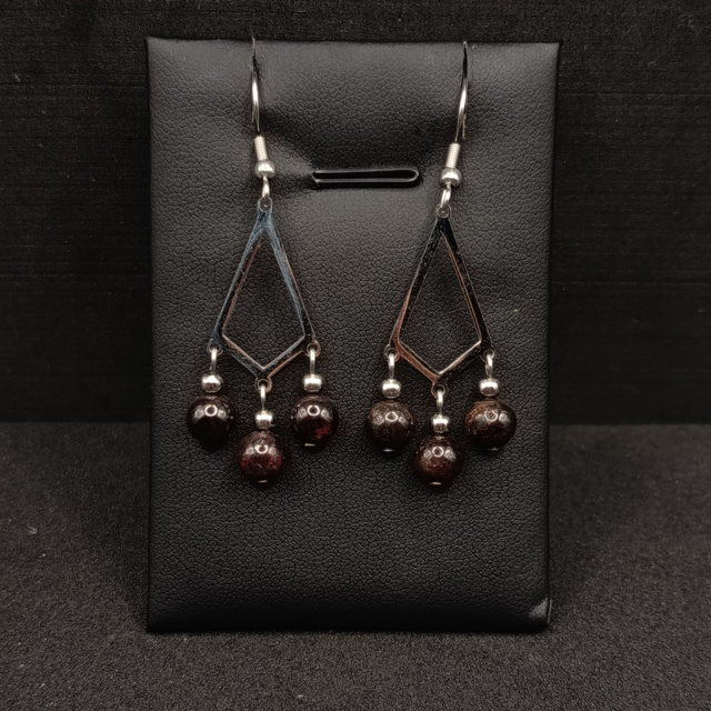Boucles Obsidienne Dorée &amp; Acier Inoxydable
